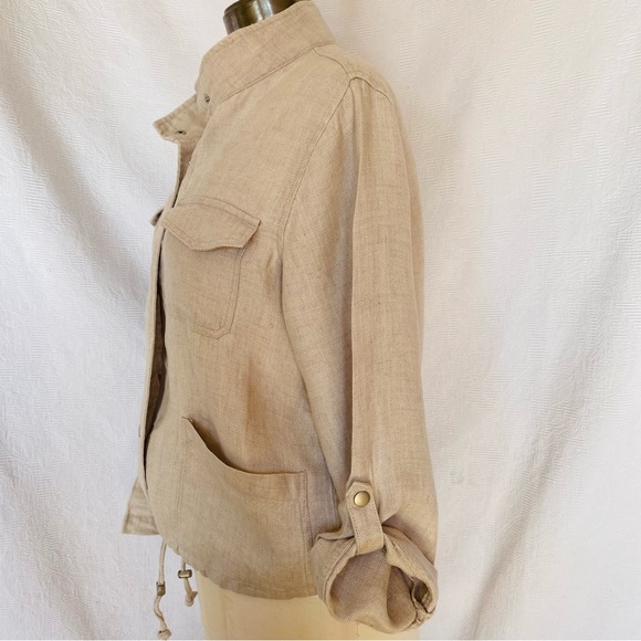 C&C California Pure linen Lg snap front jacket beige - Picture 3 of 6